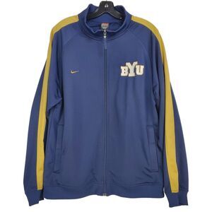 Vintage BYU COUGARS Jacket Mens Medium Blue Full Zip TEAM NIKE College Football